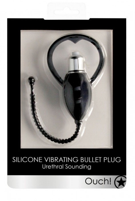 Черный уретральный вибростимулятор Urethral Sounding Vibrating Bullet Plug - Shots Media BV - купить с доставкой в Краснодаре