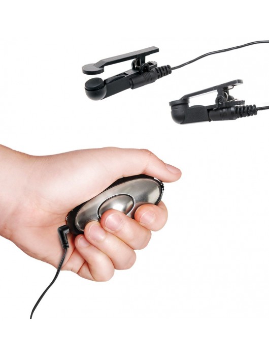 Черные электрические зажимы для сосков Shock Therapy Nipple Clamps - Pipedream - купить с доставкой в Краснодаре