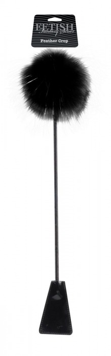 Черный стек Feather Crop с пуховкой на конце - 53,3 см. - Pipedream - купить с доставкой в Краснодаре