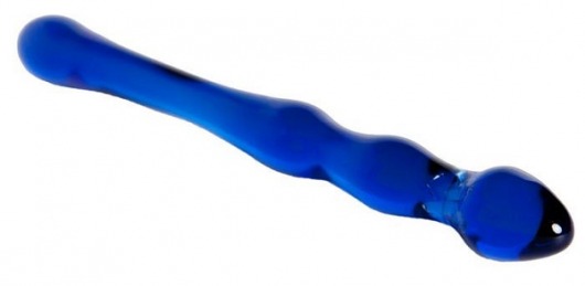 Синий стеклянный фаллоимитатор с наплывами - 21 см. - Sexus