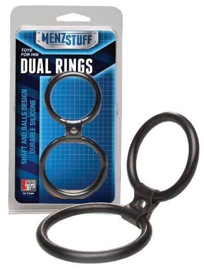 Чёрное двойное эрекционное кольцо Dual Rings Black - Dream Toys - в Краснодаре купить с доставкой