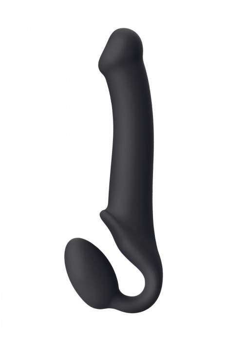 Черный безремневой страпон Silicone Bendable Strap-On L - Strap-on-me - купить с доставкой в Краснодаре