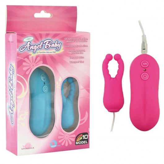 Розовый вибростимулятор с усиками Angel Baby NIpple Cock clips - Howells - в Краснодаре купить с доставкой