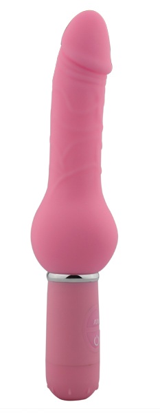 Розовый реалистичный вибратор с ограничителем Curvy Dong - 20,5 см. - Howells