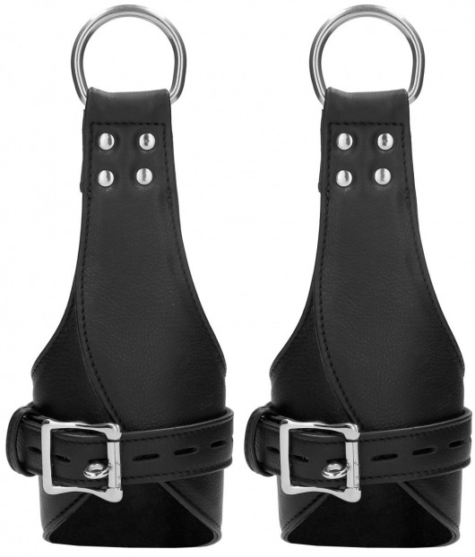 Черные наручники для подвешивания Suspension Wrist Bondage Handcuffs - Shots Media BV - купить с доставкой в Краснодаре