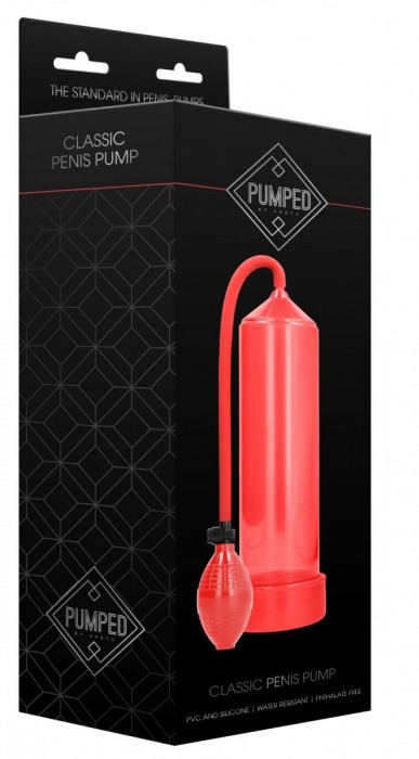 Красная ручная вакуумная помпа для мужчин Classic Penis Pump - Shots Media BV - в Краснодаре купить с доставкой