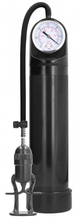 Черная вакуумная помпа с манометром Deluxe Pump With Advanced PSI Gauge - Shots Media BV - в Краснодаре купить с доставкой