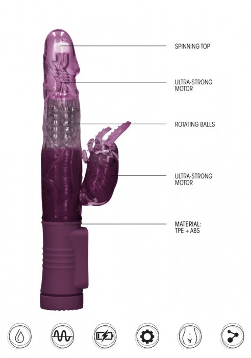 Фиолетовый вибратор-кролик Rotating Beetle - 22 см. - Shots Media BV