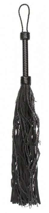 Черная многохвостая плетеная плеть Leather Suede Barbed Wired Flogger - 76 см. - Shots Media BV - купить с доставкой в Краснодаре