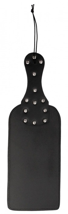 Черная шлепалка Studded Paddle - 38 см. - Shots Media BV - купить с доставкой в Краснодаре