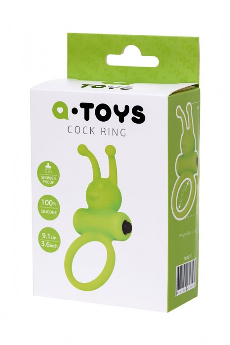 Зеленое эрекционное виброкольцо на пенис Cock Ring - A-toys - в Краснодаре купить с доставкой