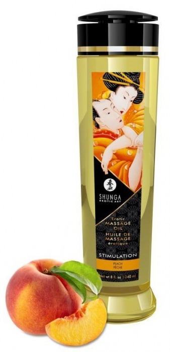 Массажное масло для тела с ароматом персика Stimulation - 240 мл. - Shunga - купить с доставкой в Краснодаре