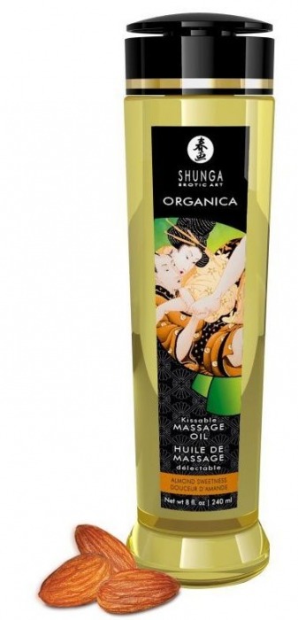 Массажное масло Organica с ароматом миндаля - 240 мл. - Shunga - купить с доставкой в Краснодаре