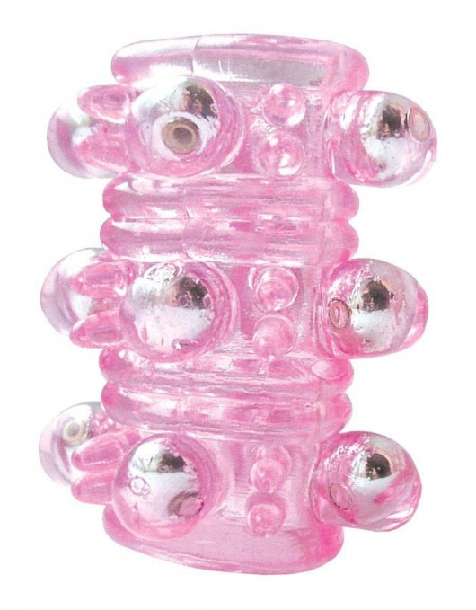 Розовая насадка на пенис Crystal sleeve с шариками и пупырышками - 5,5 см. - Bior toys - в Краснодаре купить с доставкой