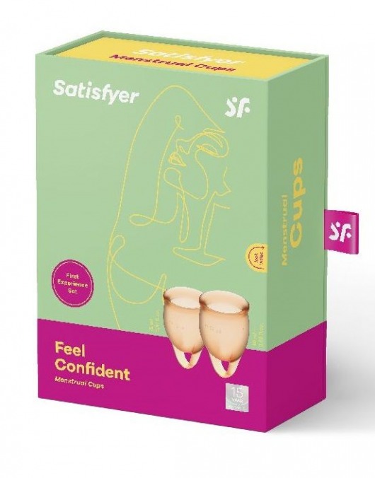 Набор оранжевых менструальных чаш Feel confident Menstrual Cup - Satisfyer - купить с доставкой в Краснодаре