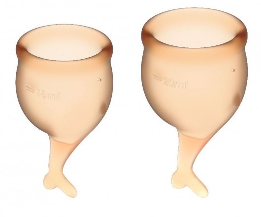 Набор оранжевых менструальных чаш Feel secure Menstrual Cup - Satisfyer - купить с доставкой в Краснодаре