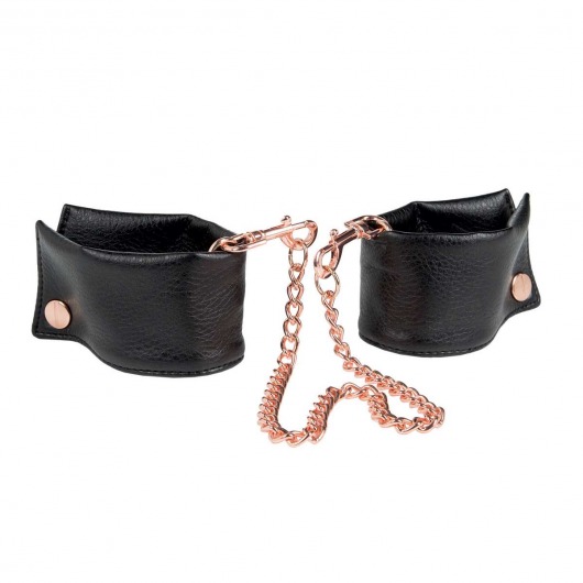 Черные мягкие наручники Entice French Cuffs с цепью - California Exotic Novelties - купить с доставкой в Краснодаре