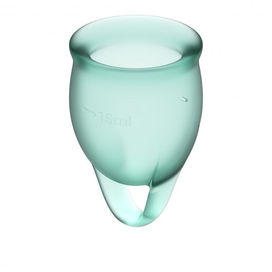 Набор темно-зеленых менструальных чаш Feel confident Menstrual Cup - Satisfyer - купить с доставкой в Краснодаре