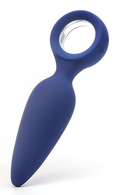 Синяя вибропробка с кольцом Kiss Toy - 12 см. - Kiss Toy