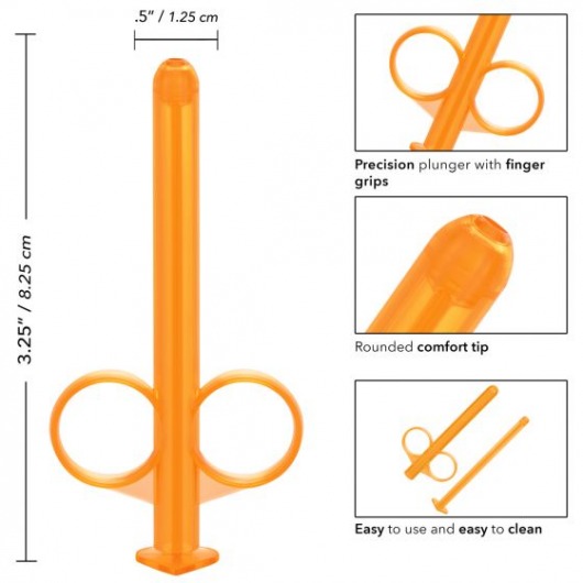 Набор из 2 оранжевых шприцов для введения лубриканта Lube Tube - California Exotic Novelties - купить с доставкой в Краснодаре