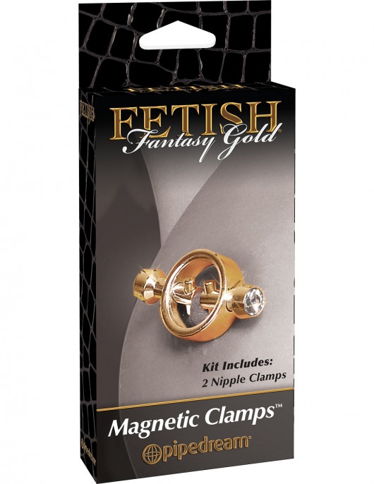 Золотистые зажимы на соски на магните Magnetic Clamps - Pipedream - купить с доставкой в Краснодаре