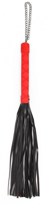 Черная многохвостая плеть-флоггер с красной ручкой - 40 см. - Notabu - купить с доставкой в Краснодаре
