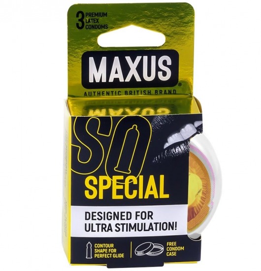 Презервативы с точками и рёбрами в пластиковом кейсе MAXUS Special - 3 шт. - Maxus - купить с доставкой в Краснодаре