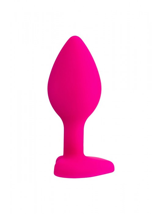 Розовая анальная втулка Diamond Heart с прозрачным кристаллом - 7 см. - ToyFa - купить с доставкой в Краснодаре