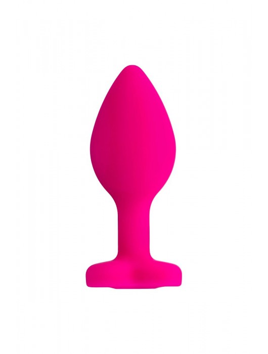 Розовая анальная втулка Diamond Heart с прозрачным кристаллом - 7 см. - ToyFa - купить с доставкой в Краснодаре