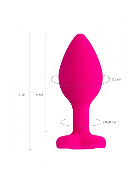 Розовая анальная втулка Diamond Heart с прозрачным кристаллом - 7 см. - ToyFa - купить с доставкой в Краснодаре