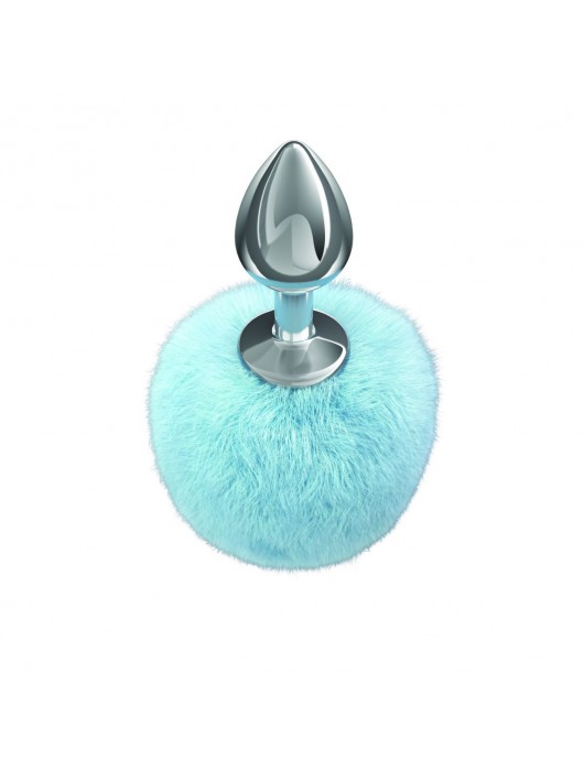 Серебристая анальная пробка с голубым пушистым хвостиком Twinkle - Lola Games - купить с доставкой в Краснодаре