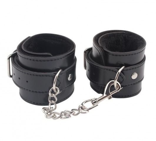 Черные оковы на ноги Obey Me Leather Ankle Cuffs - Chisa - купить с доставкой в Краснодаре