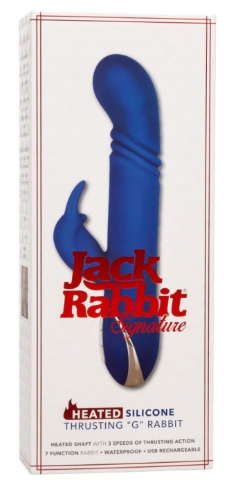 Синий вибратор-кролик с нагревом The Heated Silicone Thrusting G Rabbit - 21,5 см. - California Exotic Novelties