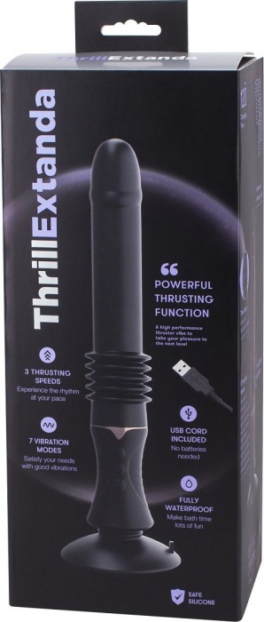Черная секс-машина ThrillExtanda с функцией поступательных движений - 28,5 см. - Gopaldas - купить с доставкой в Краснодаре