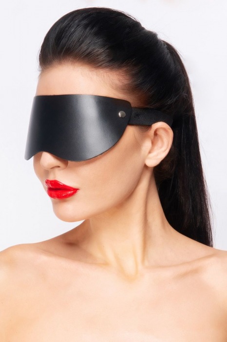 Черная кожаная маска без прорезей для глаз - Джага-Джага - купить с доставкой в Краснодаре