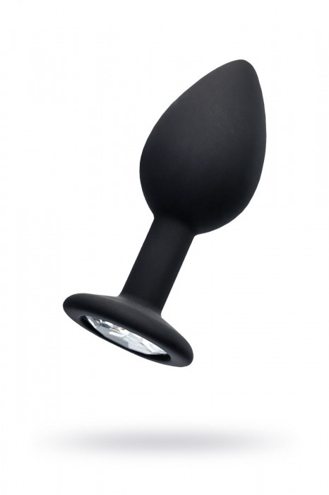 Черная анальная втулка с прозрачным стразом - 7,2 см. - POPO Pleasure - купить с доставкой в Краснодаре