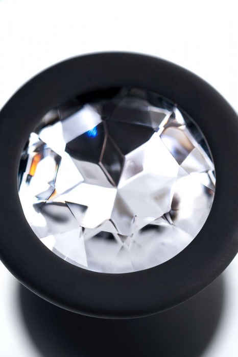 Черная анальная втулка с прозрачным стразом - 7,2 см. - POPO Pleasure - купить с доставкой в Краснодаре