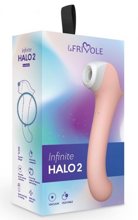 Персиковый вакуумный вибростимулятор с нагреваемой ручкой Halo 2 - 22,5 см. - Le Frivole