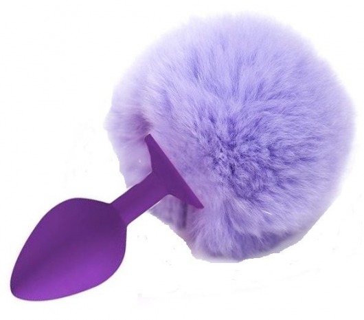 Фиолетовая анальная пробка с пушистым сиреневым хвостиком зайки - Vandersex