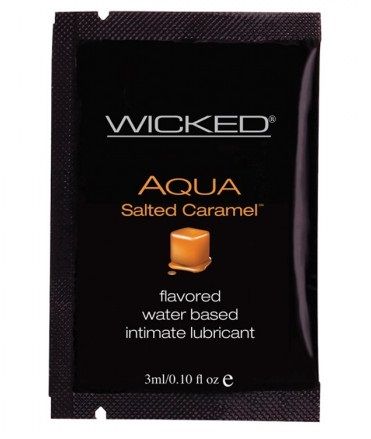 Лубрикант со вкусом соленой карамели WICKED AQUA Salted Caramel - 3 мл. - Wicked - купить с доставкой в Краснодаре