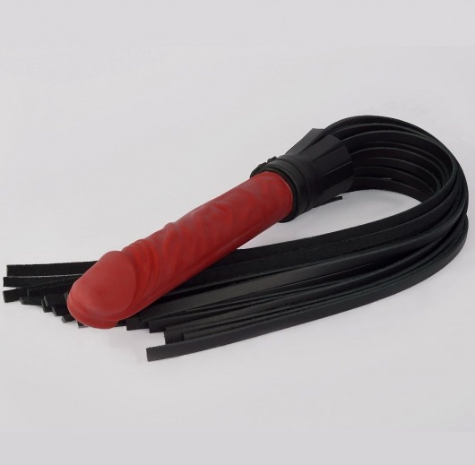 Черная плеть с красной ручкой-фаллоимитатором - 65 см. - Sitabella - купить с доставкой в Краснодаре