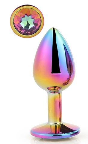 Голографическая анальная втулка с радужным кристаллом - 7,1 см. - Dream Toys - купить с доставкой в Краснодаре