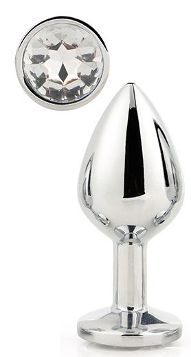 Серебристая анальная втулка с прозрачным кристаллом - 7,1 см. - Dream Toys - купить с доставкой в Краснодаре