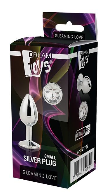 Серебристая анальная втулка с прозрачным кристаллом - 7,1 см. - Dream Toys - купить с доставкой в Краснодаре