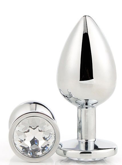 Серебристая анальная втулка с прозрачным кристаллом - 7,1 см. - Dream Toys - купить с доставкой в Краснодаре