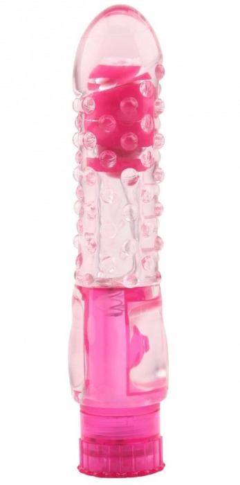Розовый вибратор Pleaser с шишечками - 16,2 см. - Chisa