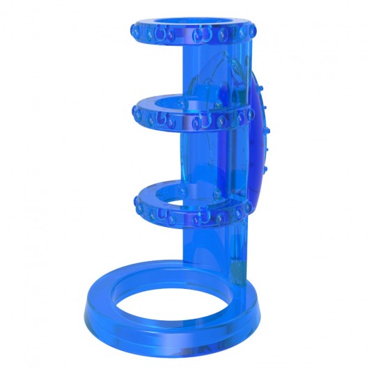 Синяя насадка-клетка с вибрацией Vibrating Cock Cage - 7,6 см. - Chisa - в Краснодаре купить с доставкой