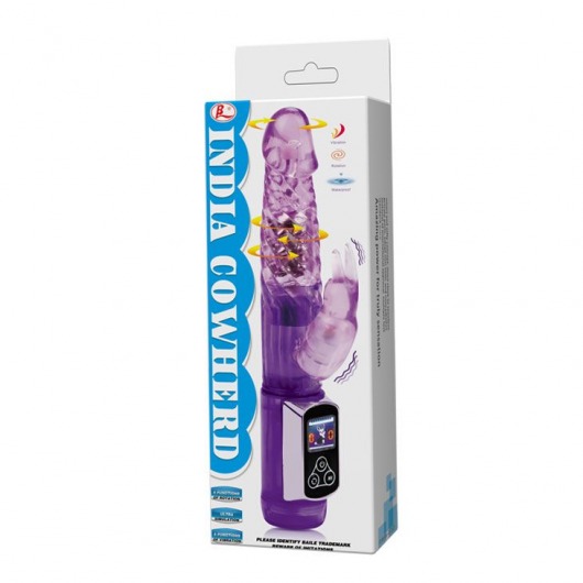 Фиолетовый вибратор India Cowherd с ротацией и клиторальной стимуляцией - 21,5 см. - Baile