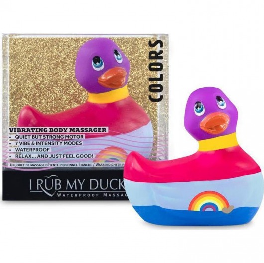 Вибратор-уточка I Rub My Duckie 2.0 Colors с разноцветными полосками - Big Teaze Toys - купить с доставкой в Краснодаре
