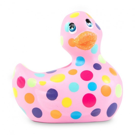 Розовый вибратор-уточка I Rub My Duckie 2.0 Happiness в разноцветный горох - Big Teaze Toys - купить с доставкой в Краснодаре